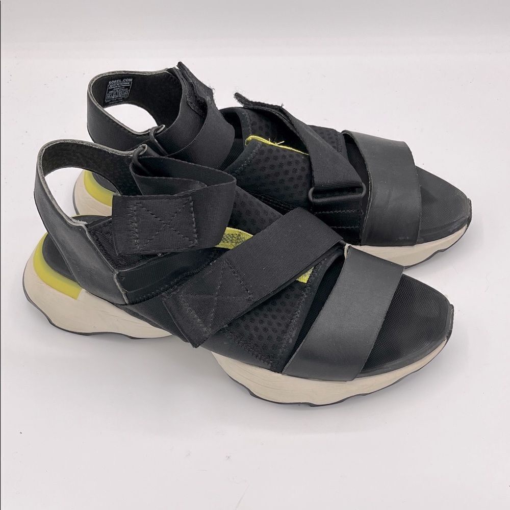 Sorel women’s kinetic impact sport black ankle strap sandal size 8.5